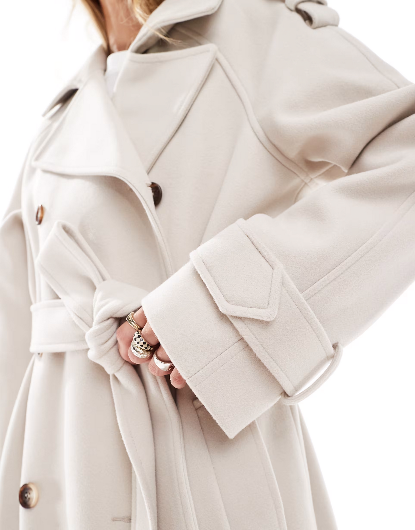 Trench Coat in Cream Faux