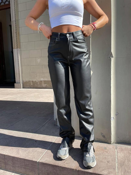 Ginny pants leather look - black