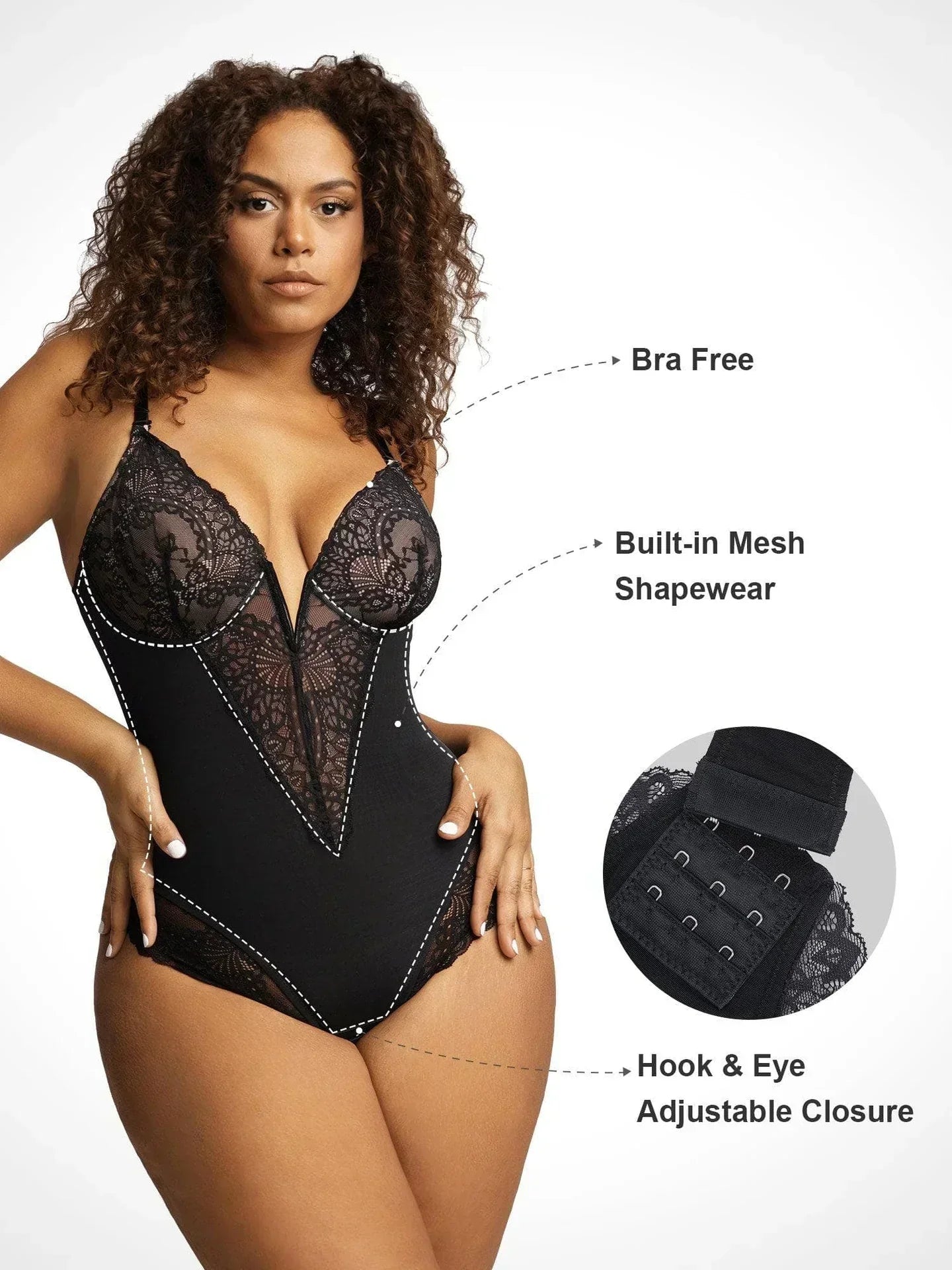 LALUNA® |  BODYSUIT MET DIEPE V-HALS